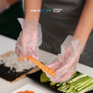 ถุงมือพลาสติกใส M Gloves กระชับมือ เหนียวนุ่ม พลาสติก LDPE ใช้แล้วทิ้ง สำหรับทำอาหาร ย้อมผม ไซซ์ S 100 ชิ้น/กล่อง