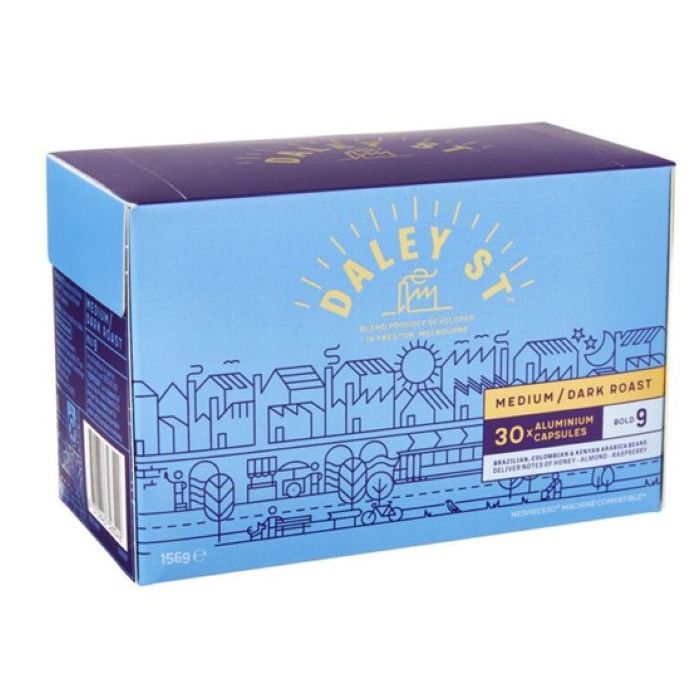 กาแฟเดลี่ย์ สตรีท คั่วกลาง-เข้ม 30 แคปซูล/Daley Street Medium/dark Aluminium Coffee Capsules 30 pack