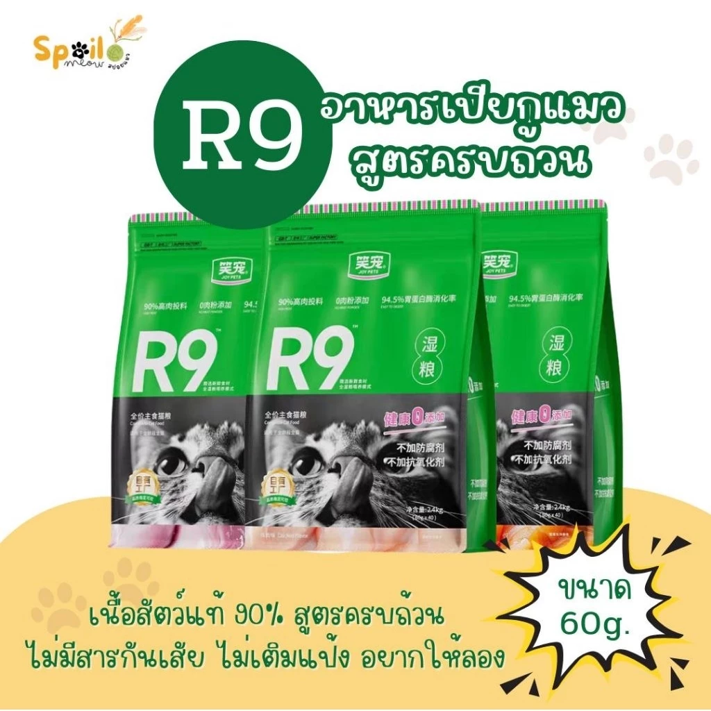 R9 Joypet อาหารแมวสูตรครบถ้วน ขนาด 60g.