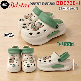 รองเท้าหัวโตทูโทน EVA รุ่น BDE738-1 พื้นหนา 7 cm สามารถถอดพื้นได้ ใส่นุ่ม สบาย ไม่อับชื้น ส่งฟรี