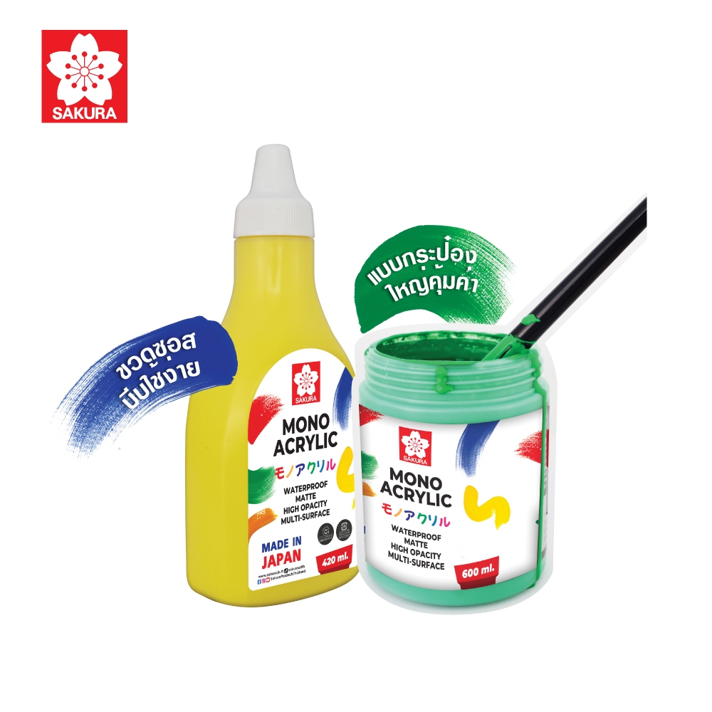SAKURA (ซากุระ) สีโมโนอะคริลิค MONO ACRYLIC 600ml. รหัส ETPW — صورة 3