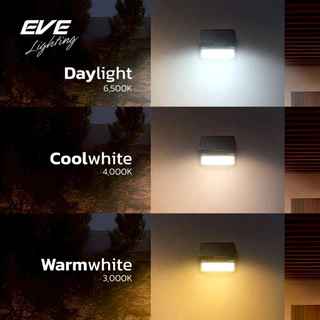 โคมติดผนังโซล่าเซลล์แอลอีดี รุ่นไบร์ท เปลี่ยนแสงได้ 3 สี มีMotion Sensor 50 วัตต์ EVE P65