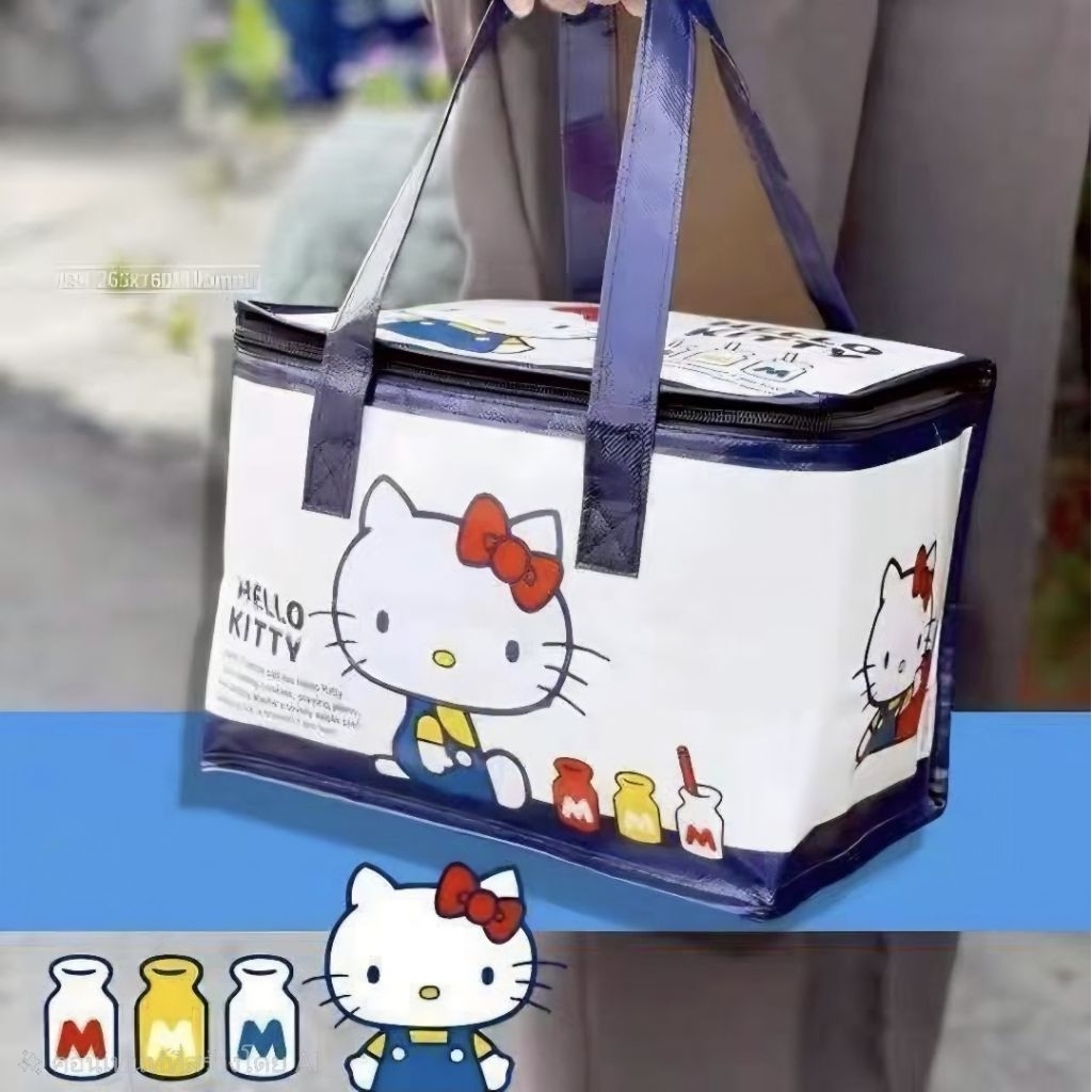 กระเป๋าเก็บอุณหภูมิ น้องแมว ลายน่ารัก ด้านในบุเก็บอุณหภูมิ เก็บได้ทั้งร้อนและเย็น ขนาด 19 x 27 x 19 cm