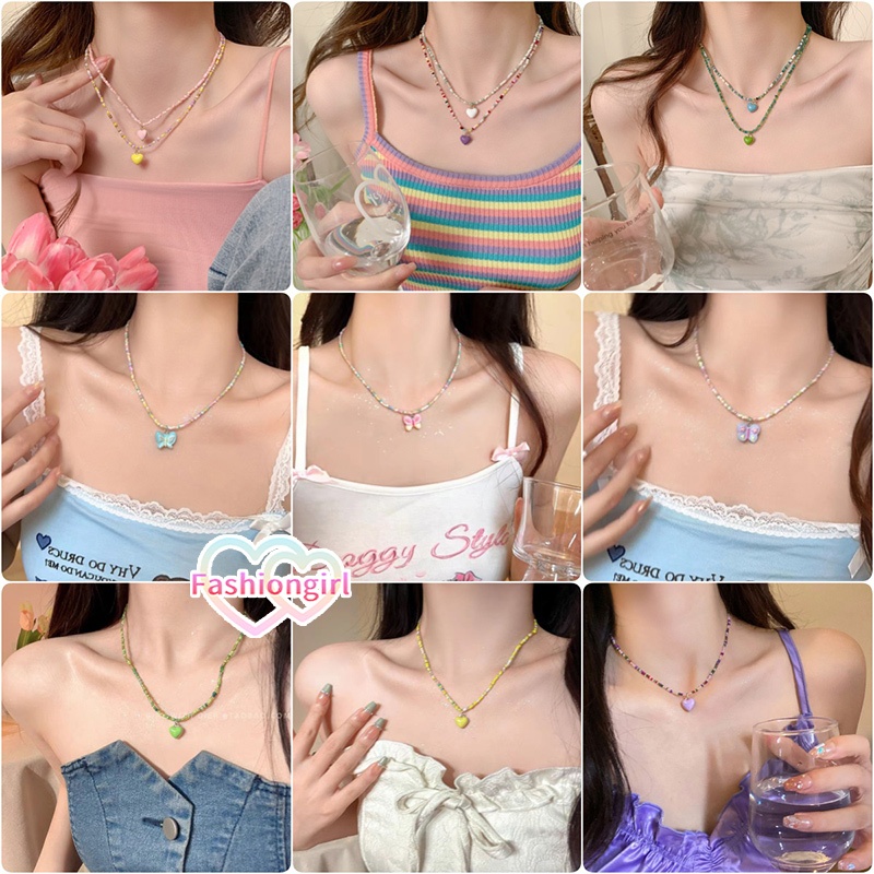 💗Fashion girl💗สร้อยคอรูปหัวใจ สร้อยคอโดพามีน ผีเสื้อ สไตล์เกาหลี เครื่องประดับแฟชั่น ราคาถูกที่สุด