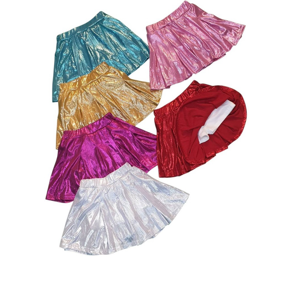 Metallic Ruffled  Shimmer กางเกงกระโปรงสำหรับเต้นรําเชียร์ลีดเดอร์ Stage Performance