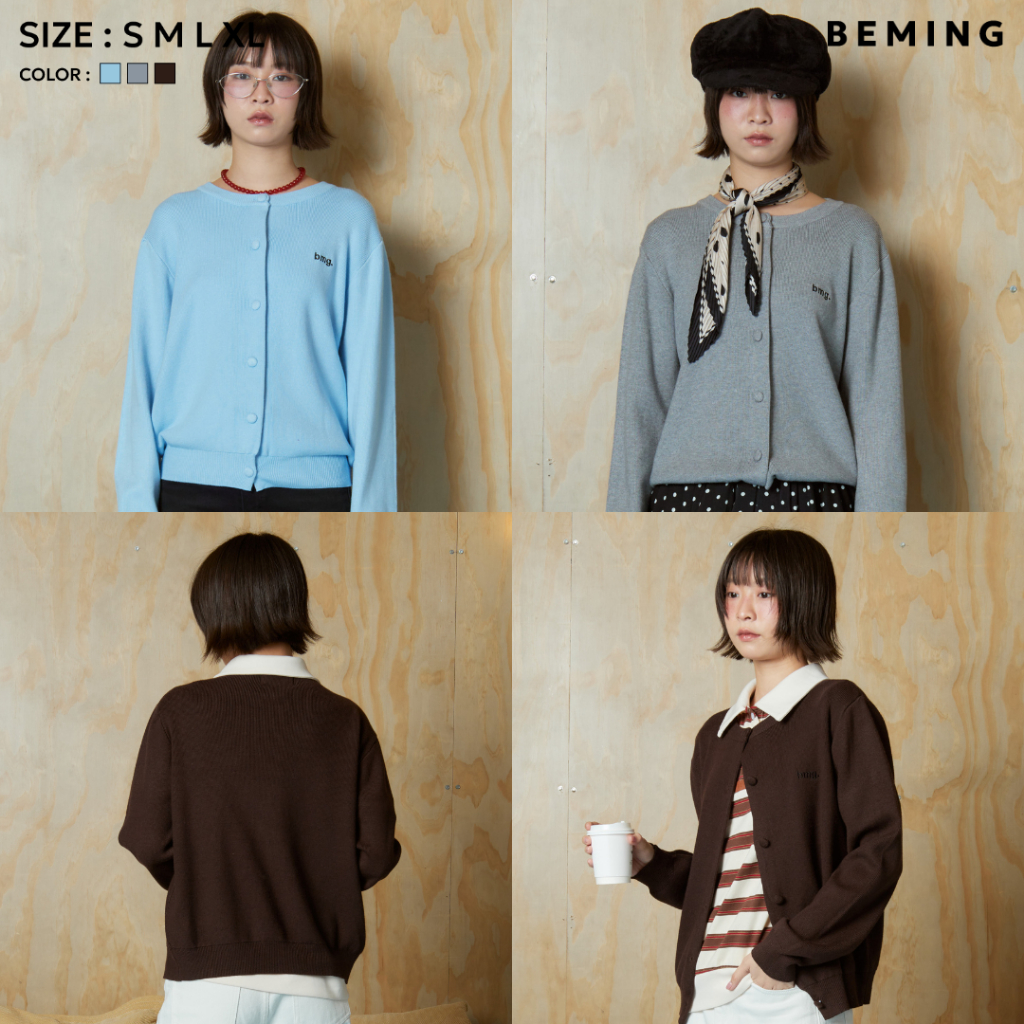 (พร้อมส่ง)Bemingtop1005(S-M)-BMG Lineup Cardigan คาร์ดิแกนเรียบเท่ ใส่ง่าย มีโลโก้ bmg. เป็นซิกเนเจอ