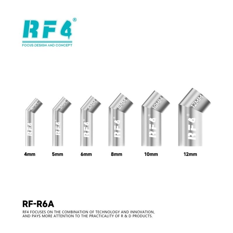 RF4 RF-R6A 6 in 1 Bent โค้งความร้อน Diagonal Air Gun หัวฉีดสําหรับ 861DW / 861Pro Hot Air Station ปา