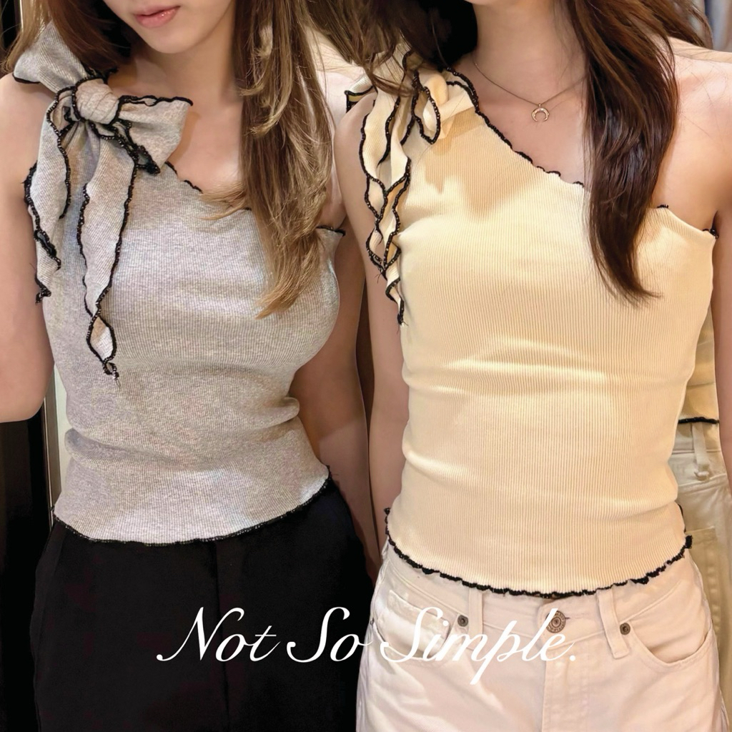 Not So Simple | Classic Ribbon Top เสื้อปาดไหล่ มัดริบบิ้นเองได้