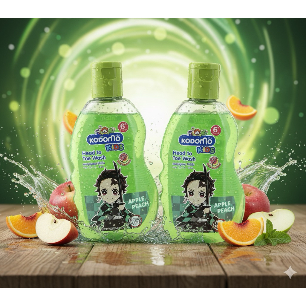 (ยกแพ็ค)โคโดโม แชมพูอาบน้ำเด็ก เฮดทูโท กลิ่นฟรุ๊ตตี้เบอร์รี่ สีชมพู 100 มล.