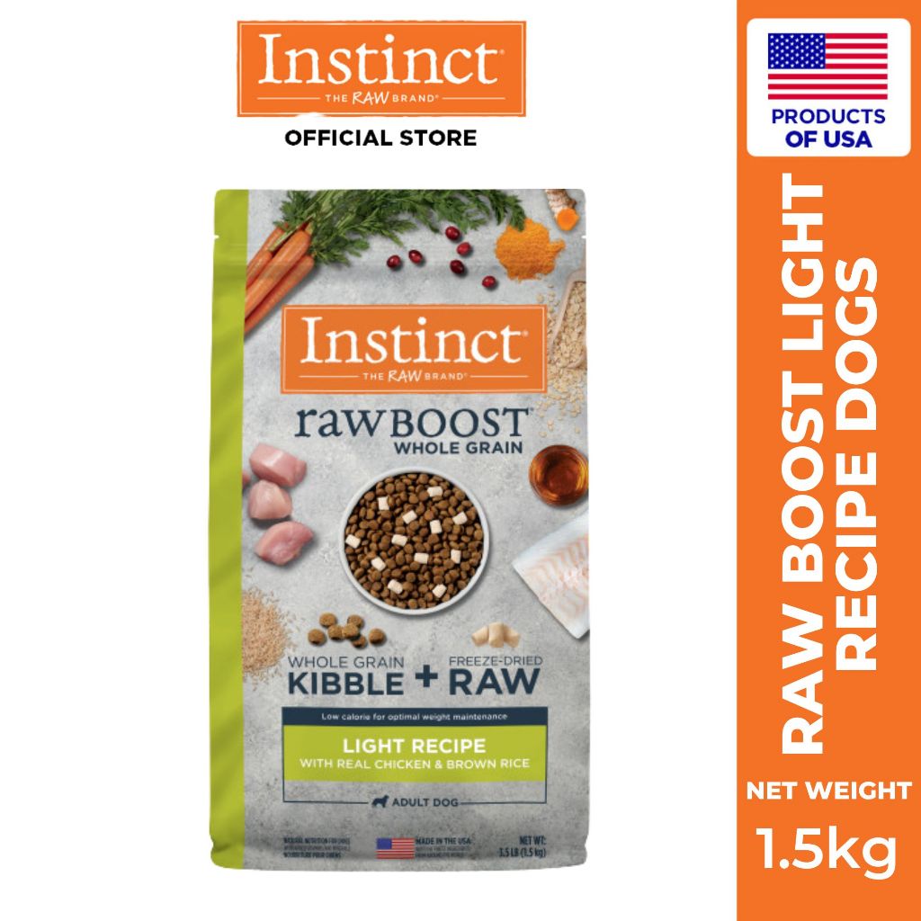 Instinct Raw Boost Whole Grain Light Recipe with Real Chicken & Brown Rice Dry Dog Food 1.5 kg (BBF.18 DEC 2026)