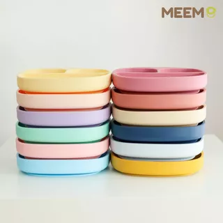 MEEM จานซิลิโคนเด็ก มีฐานดูดโต๊ะ แบ่ง 3 ช่อง รุ่น First Step Simple plate จานซิลิโคนเด็กคุณภาพสูง (Colorful Series)