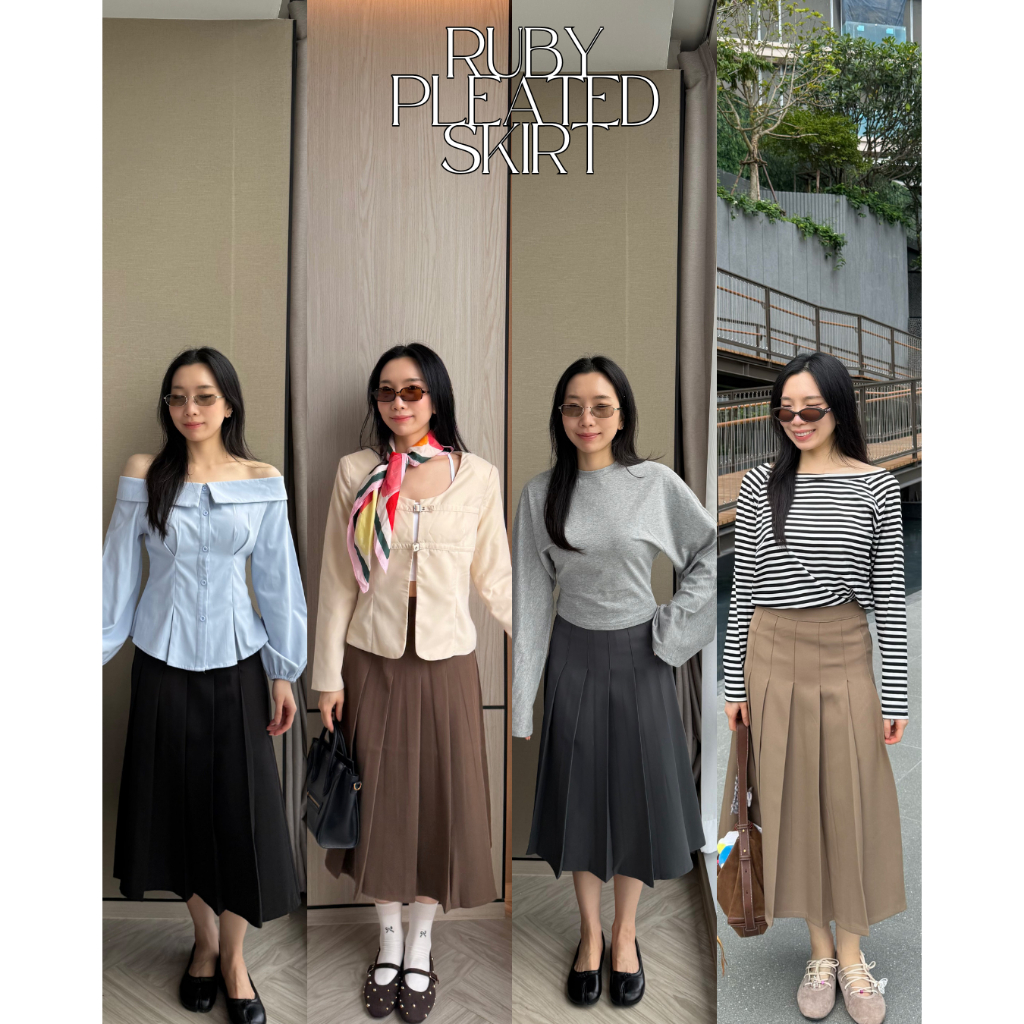 UIUI | RUBY PLEATED SKIRT กระโปรงอัดพลีทผ้าหนา