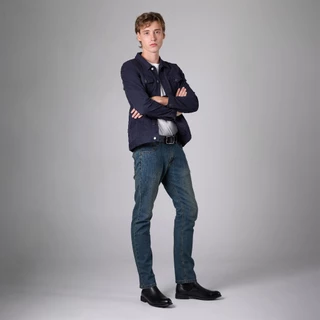 กางเกงยีนส์ผู้ชาย ทรงกระบอกเล็ก Jack Russel Klassik J-1169 Slim Fit Dark Blue