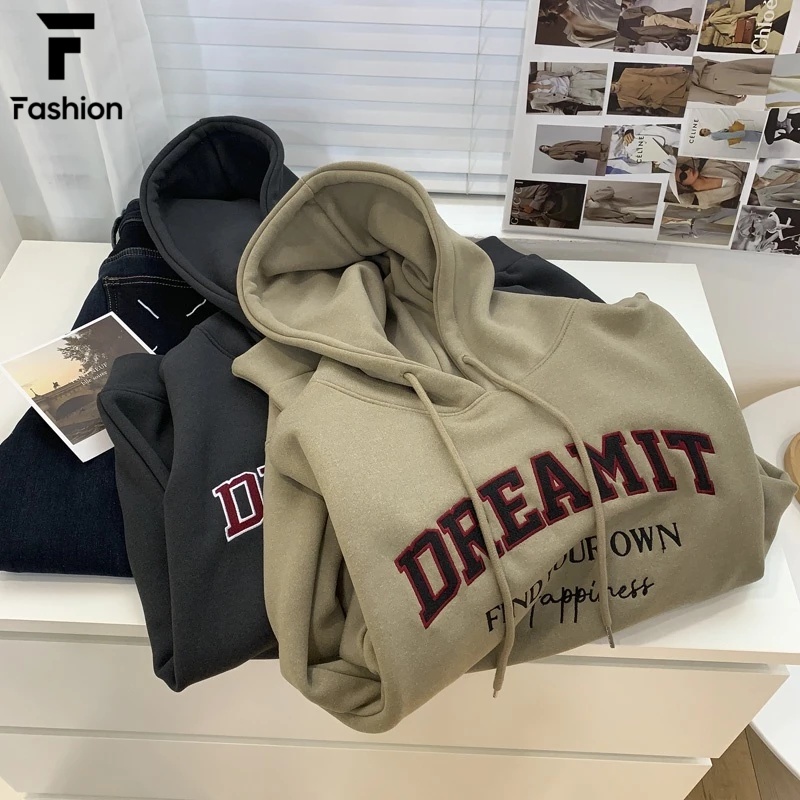 ส่งไวจากไทย เสื้อฮู้ด แขนยาว สไตล์เกาหลี โอเวอร์ไซซ์ สำหรับผู้หญิง