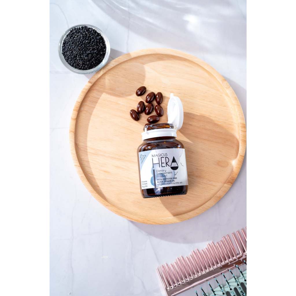[5 ฟรี 3] Magicus Hera (มาจิคัส เฮร่า) ผมร่วง ผมบาง แตกปลาย ศีรษะล้าน น้ำมันงาดำสกัดเย็น หมดอายุ 30/01/27 ซื้อ 5 แถม 3!!