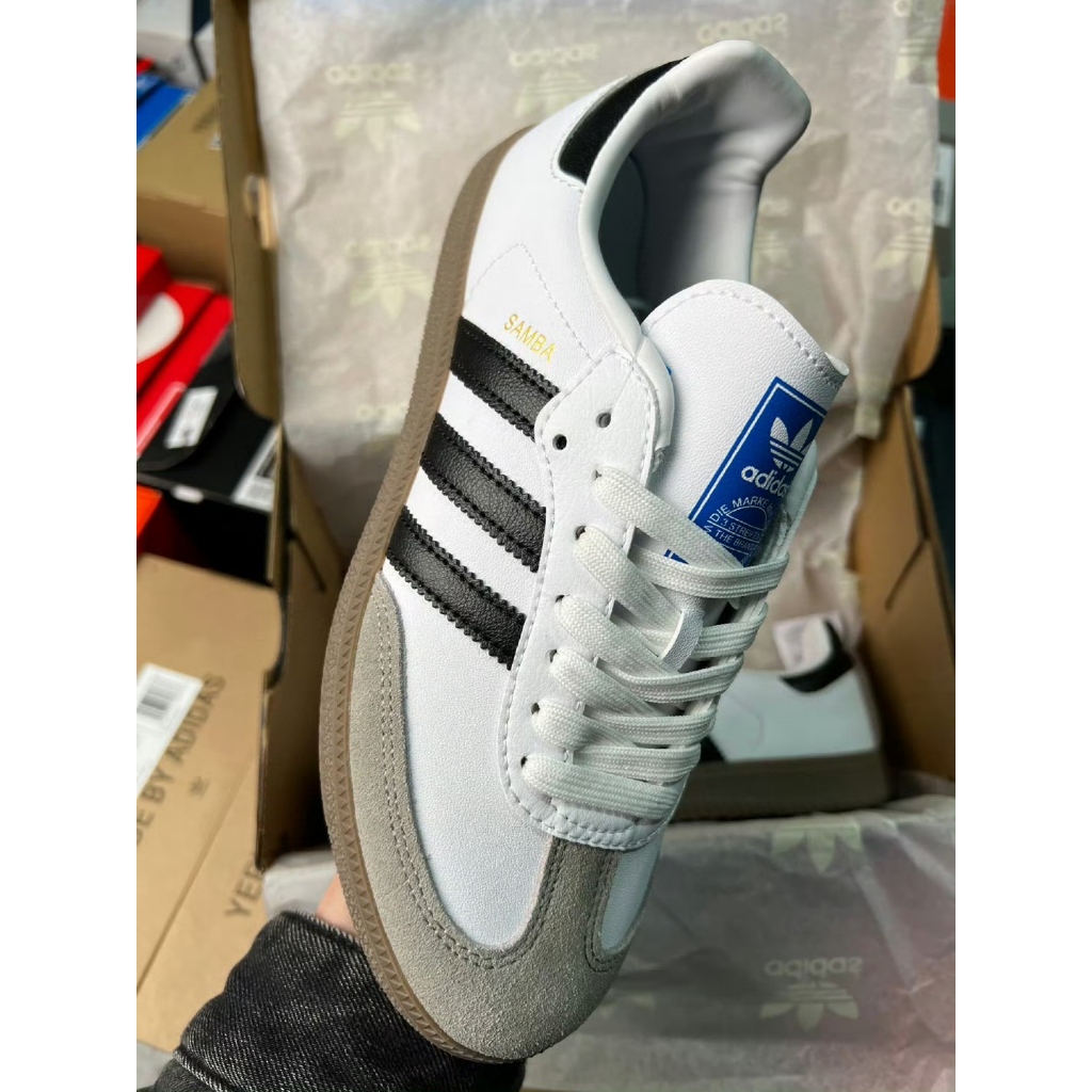 💛การตรวจสอบรหัส QR💛NEW ADIDA S Originals Samba og ใหม่ล่าสุด ผลิตในประเทศไทย รองเท้าหุ้มข้อต่ำสีขาว - รูปที่ 3