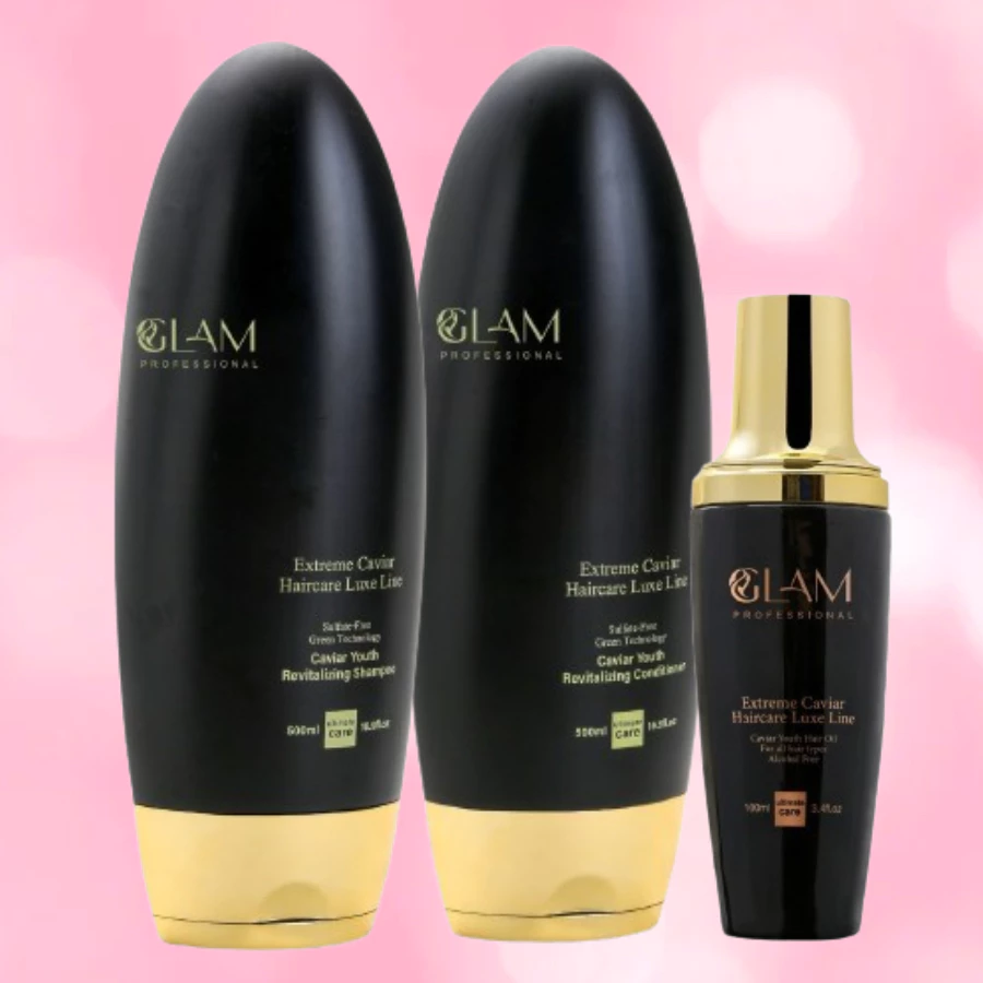GLAM CAVIAR YOUTH REVITALIZING 100 500 500 ML.แชมพู ครีมนวด ออยล์ ช่วยเพิ่มความชุ่มชื้นให้กับหนังศรีษะ ทำให้รากผมแข็งแรง