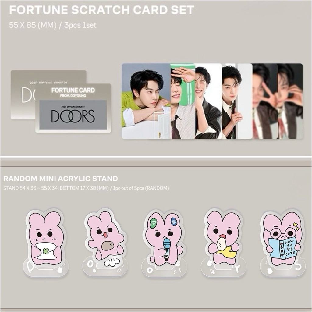 พร้อมส่ง ✨ 2025 DOYOUNG CONCERT [ Doors ] - FORTUNE SCRATCH CARD SET / RANDOM MINI ACRYLIC STAND ✅แก