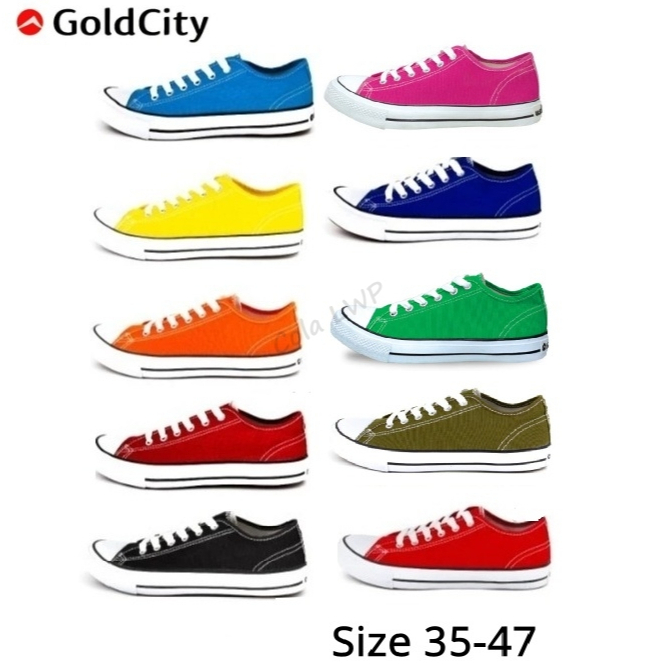 GOLDCITY-27-1 รองเท้าผ้าใบแฟชั่นแบบผูกเชือก ใส่สบาย สีสันสดใส Size 35-45(46-47 อยู่อีกอัลบั้ม)