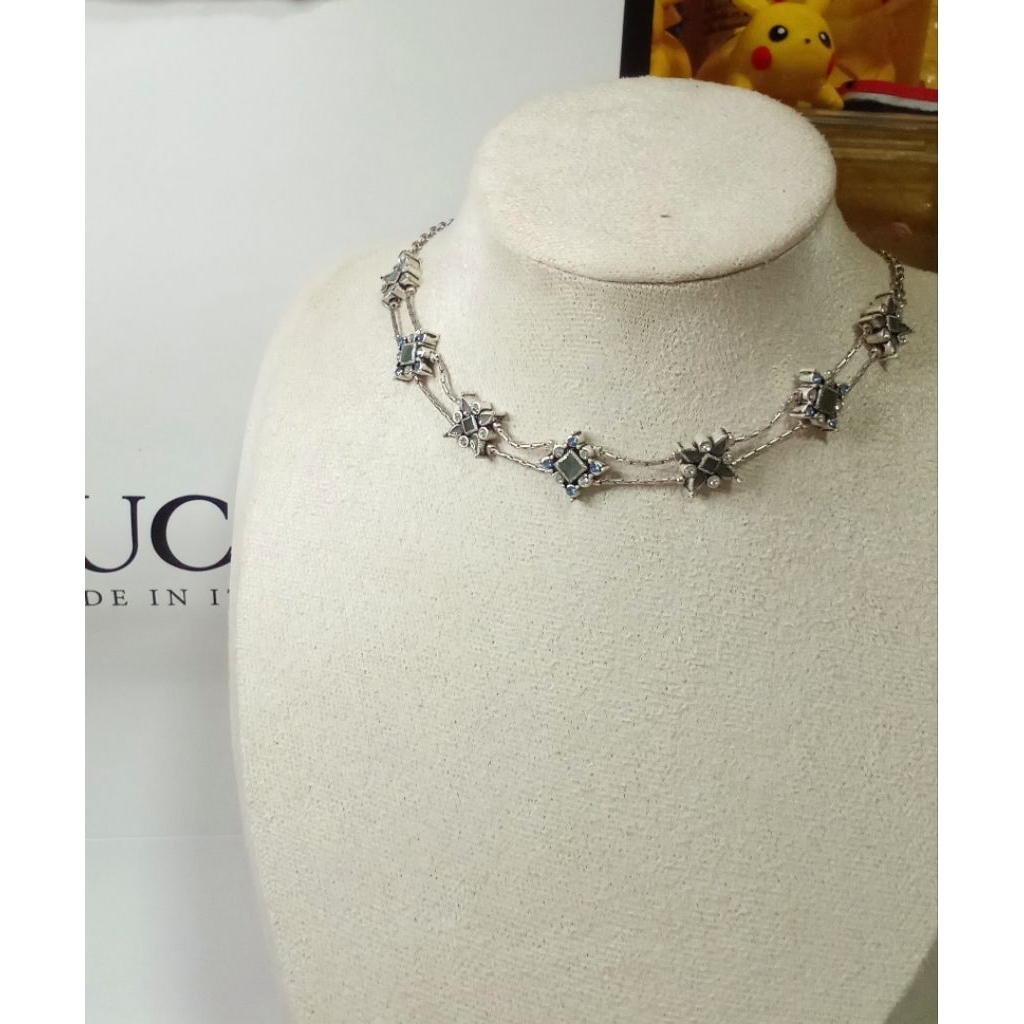 สร้อยคอเงินแท้ ประดับอัญมณี (ตอกVSV) เกรด Swarovski (พร้อมส่ง)