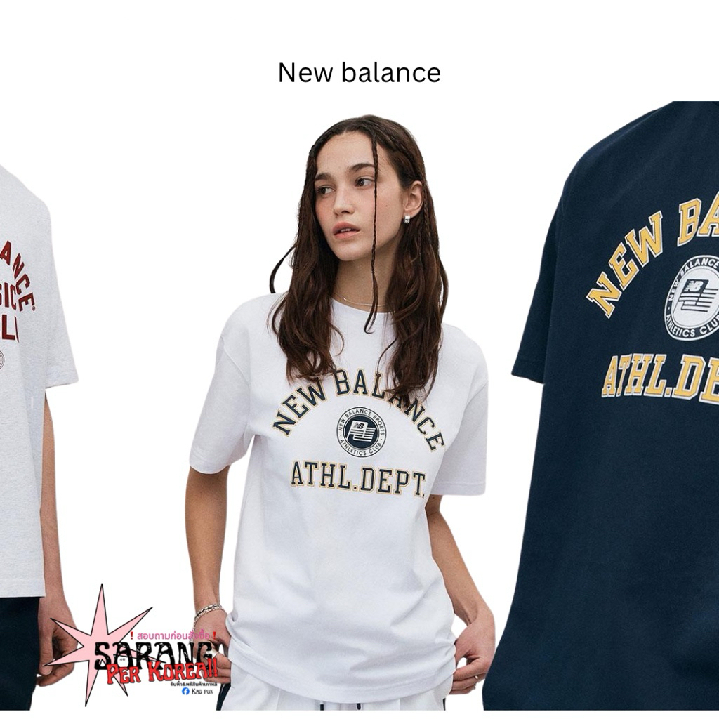 [preorder] เสื้อ New balance รุ่นUNI College Club Short Sleeve T-Shirt (SEMI OVER FIT)4สี‼️