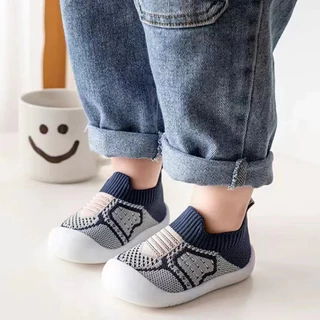 Babyonline(X163)2N6 (ส่งด่วน1วัน)รองเท้าผ้าใบสำหรับเด็กหัดเดินข้อยาว พื้นยางนิ่ม มีกันลื่น ใส่สบาย
