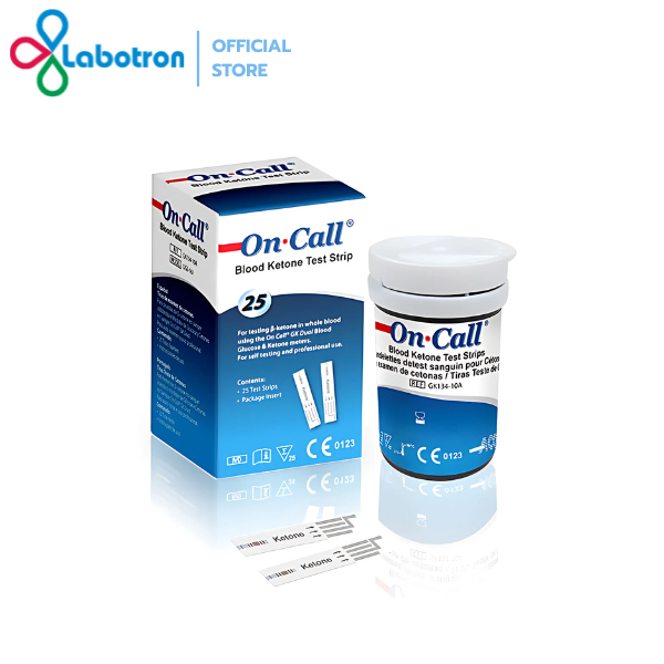 On Call รุ่น GK Dual แผ่นตรวจคีโตนในเลือด Ketone strip (บรรจุ 25 ชิ้น/กล่อง)