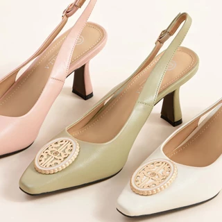 LA BELLA รองเท้าคัชชูส้นสูงหนังแกะ รุ่น LB AMORE QUEEN SLINGBACK HEELS - FORMAL COLOR