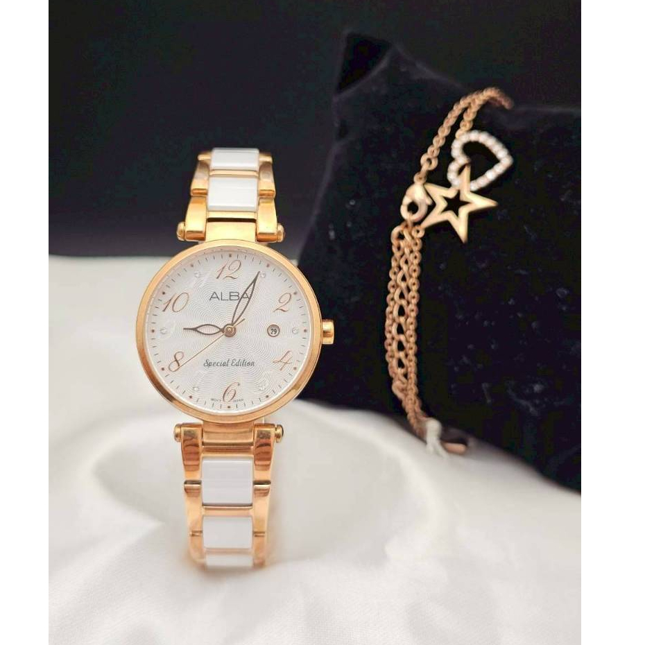 ALBA นาฬิกาผู้หญิง ( Special Edition ) AH7N74X1 สแตนเลส-เซรามิก **แถมสร้อย**