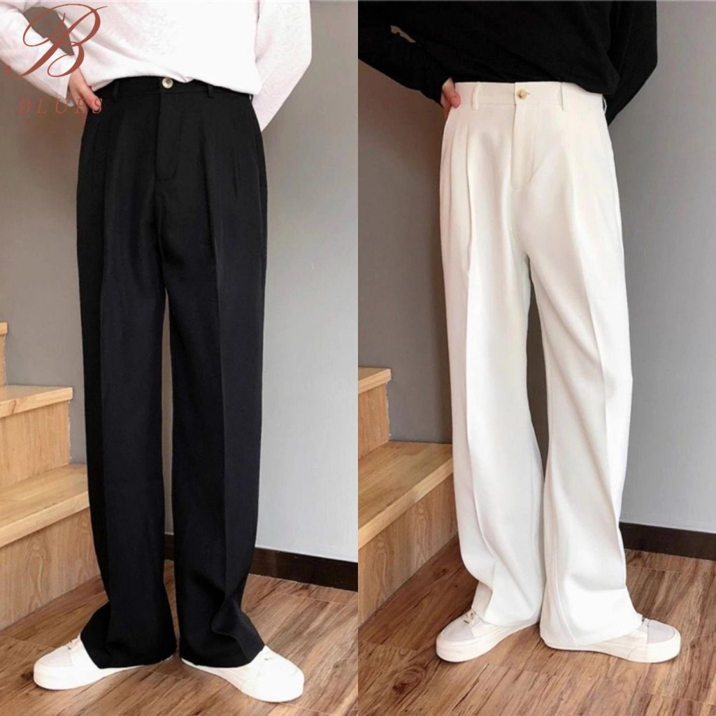 B BLUES กางเกงสแล็กผู้ชาย เอวสูง ขาตรง พื้นฐานที่ต้องมี! ผ้าสวมใส่สบาย ใส่ทำงาน เที่ยวหรือชีวิตประจำวันก็ได้ ลดราคาพิ!