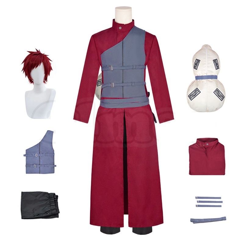 Anime Ninja Gaara Cosplay Costume Adult Long Coat Ninjas Uniform นารูโตะ กาอาระ เครื่องแต่งกายคอสเพล