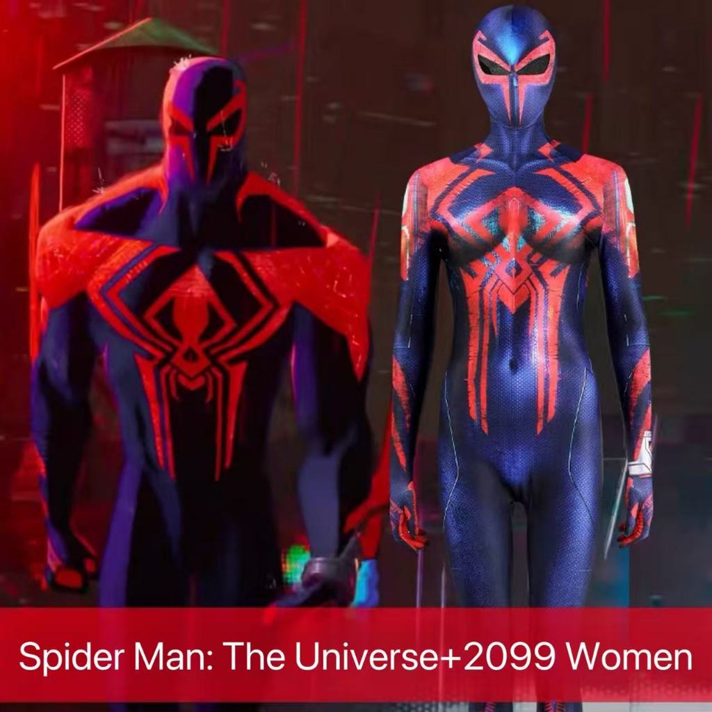 Spider Man 2099 เครื่องแต่งกายคอสเพลย์ Miguel O'Hara ซุปเปอร์ฮีโร่ Jumpsuit ฮัลโลวีน Comic-Con Bodys