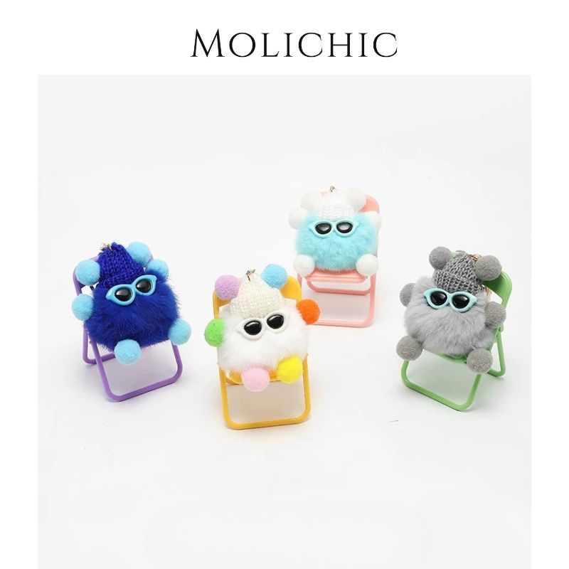 MOLICHIC จี้ห้อยกระเป๋าสไตล์เกาหลี พวงกุญแจน่ารัก ตุ๊กตาน่ารักขนฟู