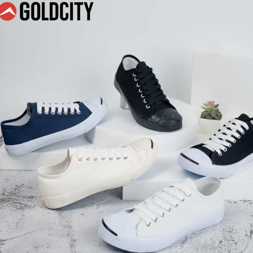 รองเท้าผ้าใบหัว Jack ยี่ห้อ GoldCity พื้นนุ่มใส่ทน! มี 5 สี ขาว ดำ กรม ครีม ดำดำ Size37-45