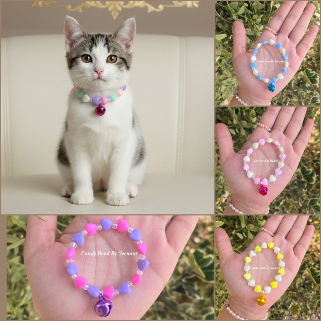 สร้อยคอลูกแมว ลูกปัดหัวใจ ❤️💜🧡💚สร้อยคอลูกแมวเจ้าแรกในไทยค่ะ 🌟