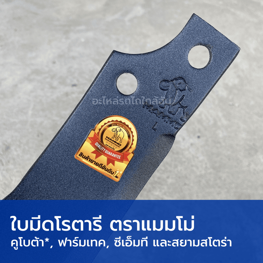 ใบโรตารี่ ใบมีดตีดิน ใช้กับโรตารีคูโบต้า*, ฟาร์มเทค, ซีเอ็มที และสยามสโตร่า (หนา 6mm, ระยะรูสกรู 44mm, ยาว 255mm)