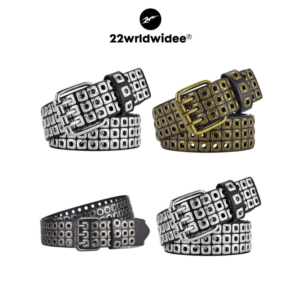 (🔥จัดส่งด่วน 1 วัน!) KR1351 "Classic Retro Belt" เข็มขัดหนังแต่งหมุดโลหะสุดเท่สายสตรีทห้ามพลาด