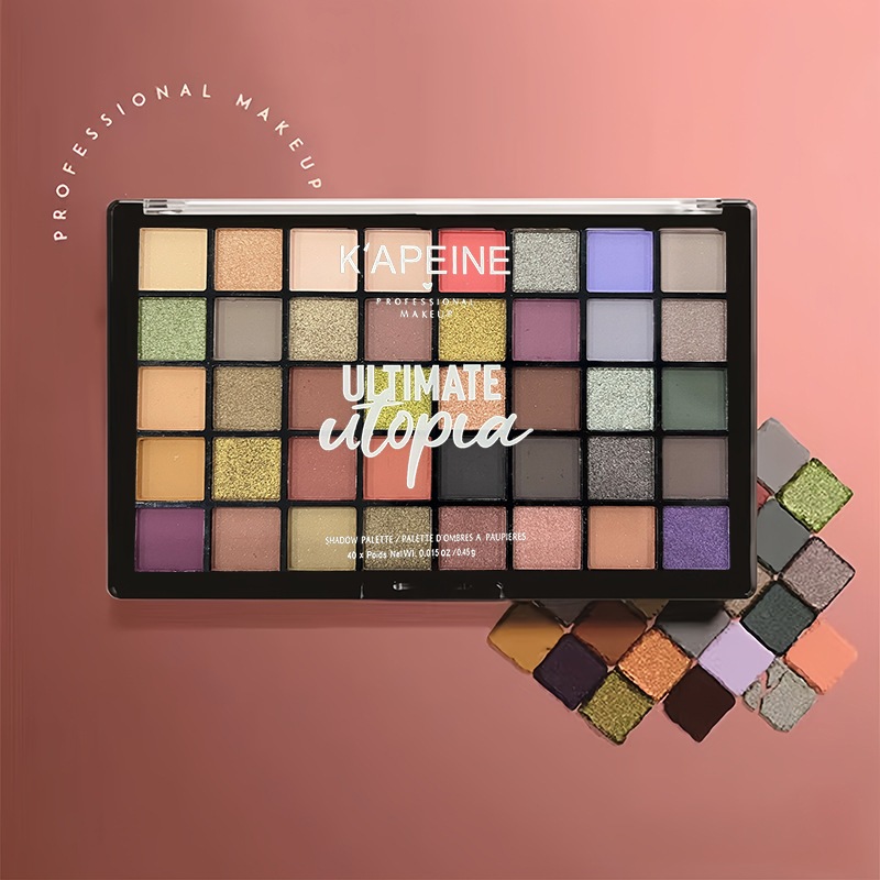 K'APEINE พาเลทอายแชโดว์ สีสันแห่งยูโทเปีย 40สี สีดิน มีกลิตเตอร์ ชิมเมอร์ สีชัด กันน้ำ กันเหงื่อ ติดทน เวทีแต่งหน้า