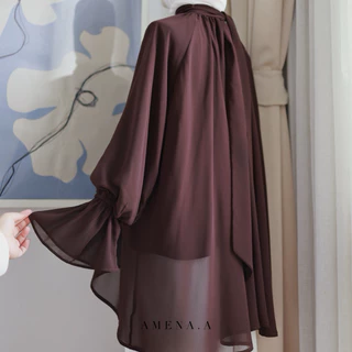 CANA เสื้อทรงปล่อย(โอเวอร์ไซส์)ผ้าชีฟอง ซับในทั้งตัวและแขน ขนาดฟรีไซส์