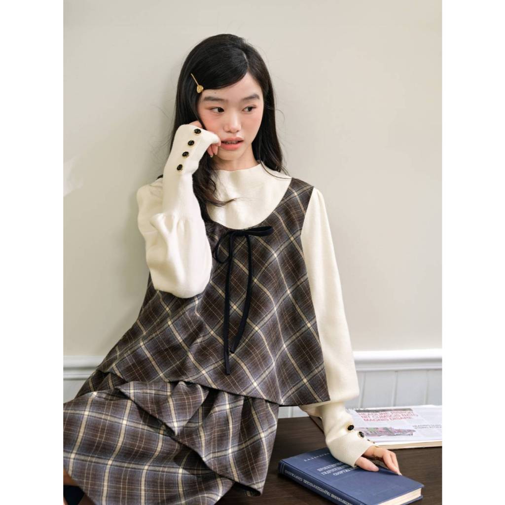 [Preorder] KUOSE : Layered Checked Dress