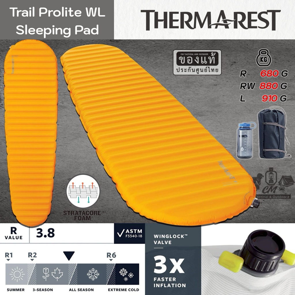 Thermarest Trail Prolite WL แผ่นรองนอนเดินป่า แผ่นรองนอนน้ำหนักเบา