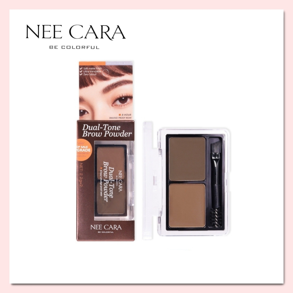 เขียนคิ้วเนื้อฝุ่น 2 โทนสี กันเหงื่อ ติดทน NEE CARA DUAL-TONE BROW POWDER