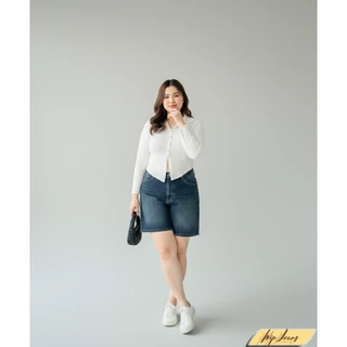 กางเกงยีนส์ผู้หญิงขาสั้นเรียบหรูมีไซส์สาวอวบS-42นิ้วผ้าไม่ยืดเก็บทรงอยู่ CK19