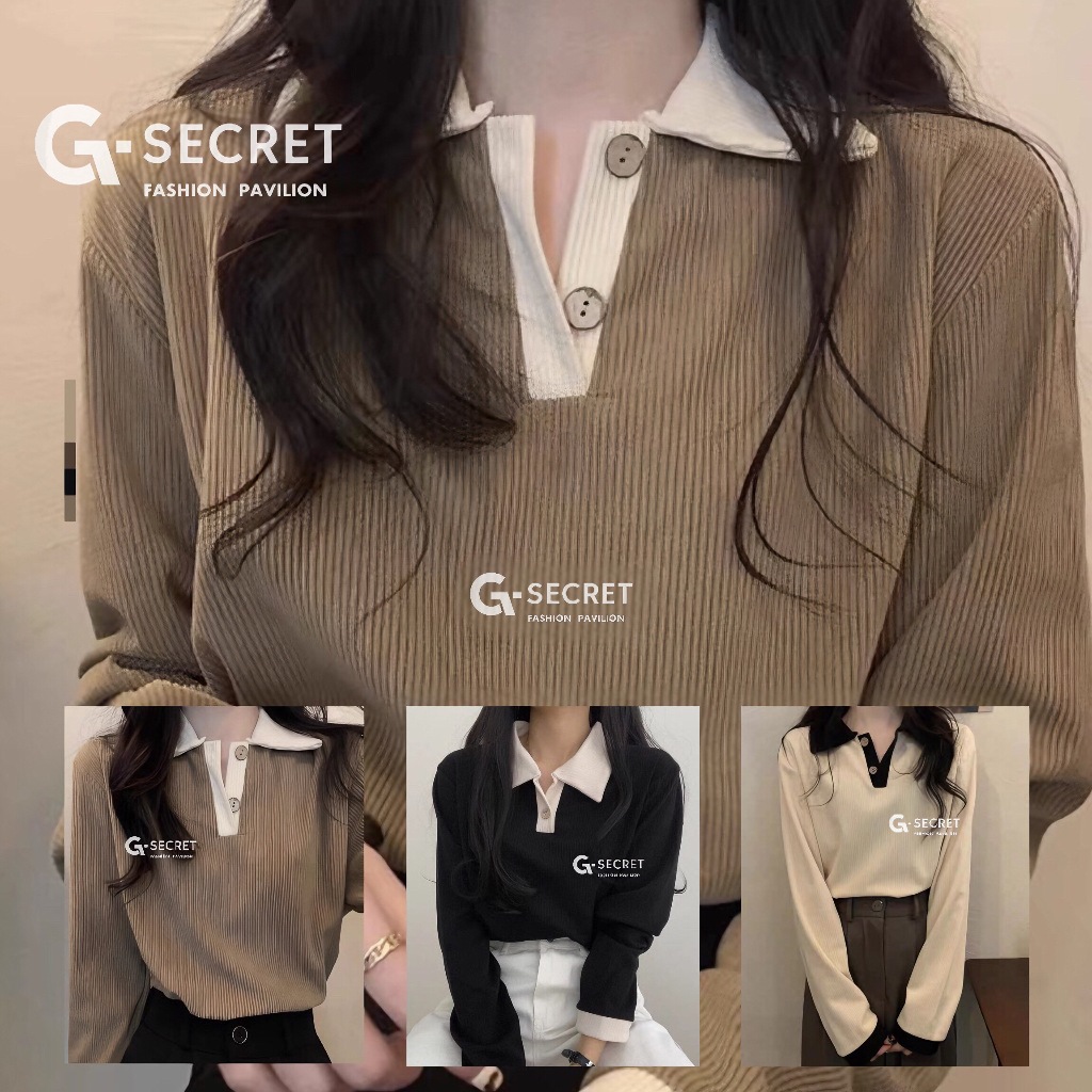 เสื้อยืดโปโล แขนยาว คอปก ทรงสลิมฟิต สีพื้น สําหรับผู้หญิง Clothing Shirt