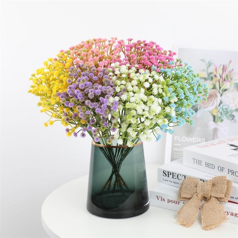 ดอกไม้ประดิษฐ์ Baby Breath ประกอบด้วยดอกไม้พลาสติกปลอม 3 กิ่ง ช่อดอกไม้ตกแต่งเลียนแบบ ช่อดอกไม้สำหรับงานปาร์ตี้ที่บ้าน/ด