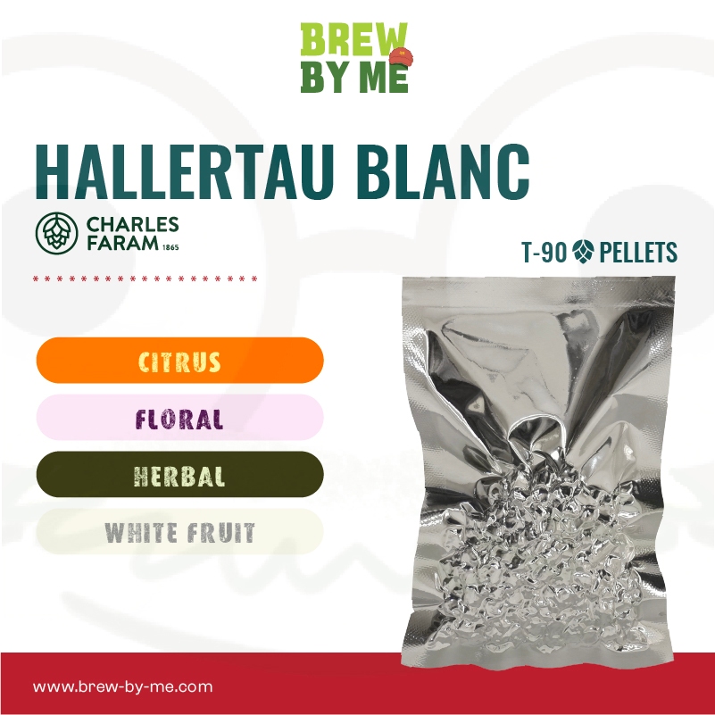 ฮอปส์ Hallertau Blanc (US) PELLET HOPS (T90) โดย CHARLES FARAM HOPS | ทำเบียร์ Homebrew