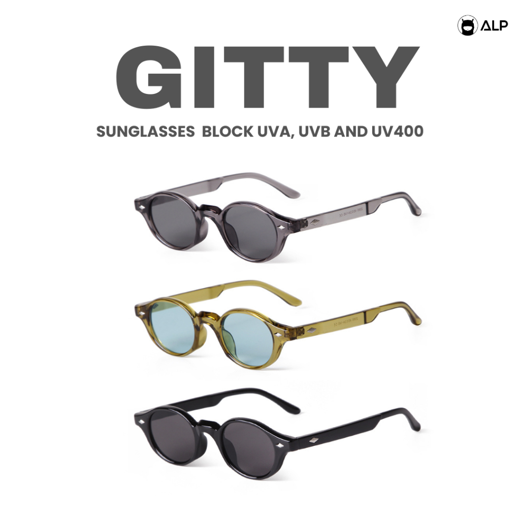 ALP แว่นกันแดด แว่นวินเทจ ทรงกลม กรองแสงสีฟ้า ป้องกันUV รุ่น SN0102