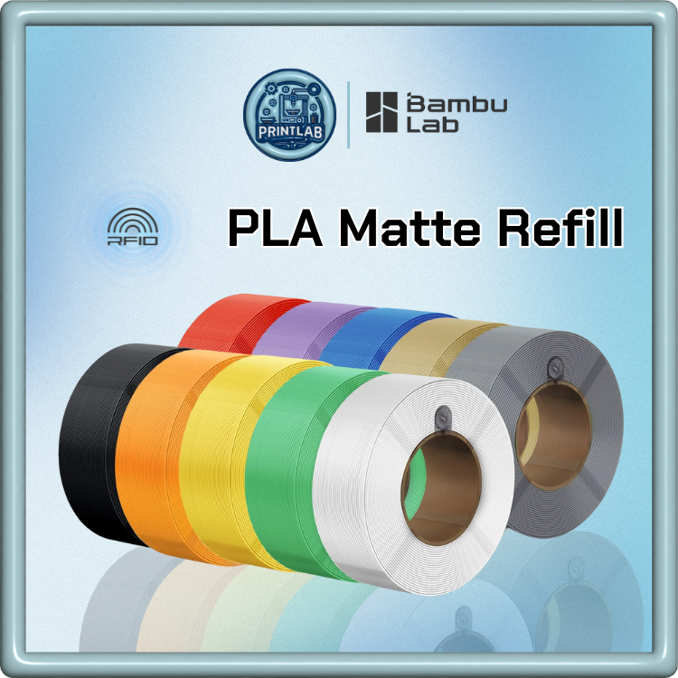 Bambu Lab PLA Matte Filament Refill เส้นพิมพ์ 3D เฉพาะม้วน ไม่มีแกน ผิวด้านพรีเมียม – ลดรอยชั้น สำหรับ AMS A1 X1 P1