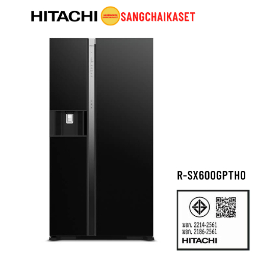 ตู้เย็น SIDE BY SIDE HITACHI รุ่น RSX600GPTH0 GBK 20.2 กระจกดำ อินเวอร์เตอร์