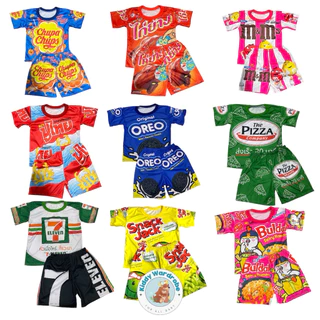ชุดเสื้อ+กางเกงเด็ก 6เดือน-4ขวบ ลายขนม ลายมาม่า ลายการ์ตูน ชุดเด็กผ้าไมโคร ใส่สบาย